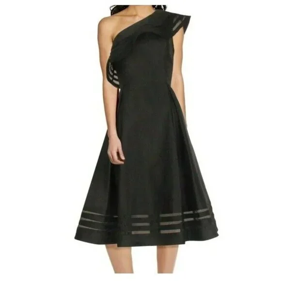 adrianna papell black one shoulder dress Adrianna Papell Women's Beaded One-Shoulder Gown - Black